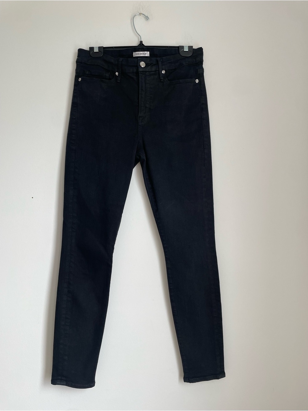 Good American Black High Rise Skinny Jeans Size 10 / 30 28" Inseam Stretch